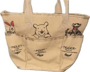 Winnie the Pooh and Friends Canvas Tote Bag with Pockets and Zipper